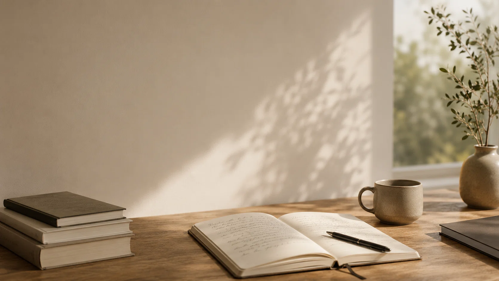 Writing desk with notes about therapist identity and private practice